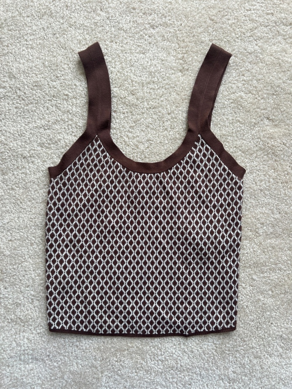 Abercrombie & Fitch Brown Knit Tank with White Geo Stitch